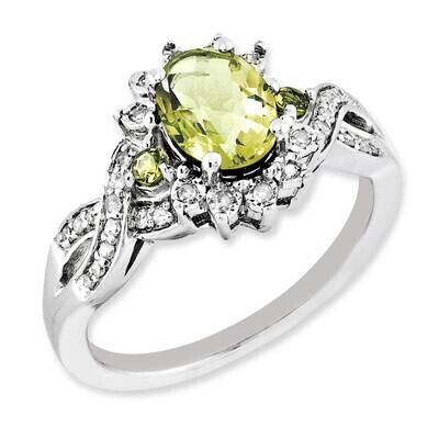 Diamond &amp; Lemon Quartz Ring Sterling Silver Rhodium-Plated QR3045LQ, MPN: QR3045LQ, 883957177236