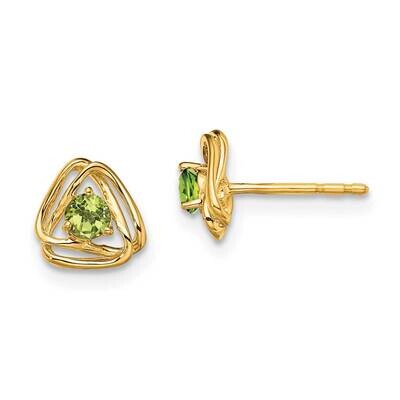 Peridot Post Earrings 14k Gold EM7395-PE-Y, MPN: EM7395-PE-Y, 191101401602