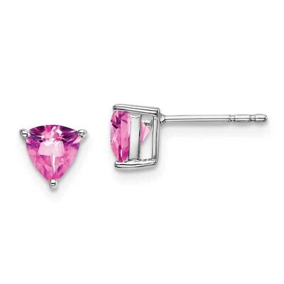 Trillion Created Pink Sapphire Earrings 14k White Gold EM7100-CPS-W, MPN: EM7100-CPS-W, 191101841194