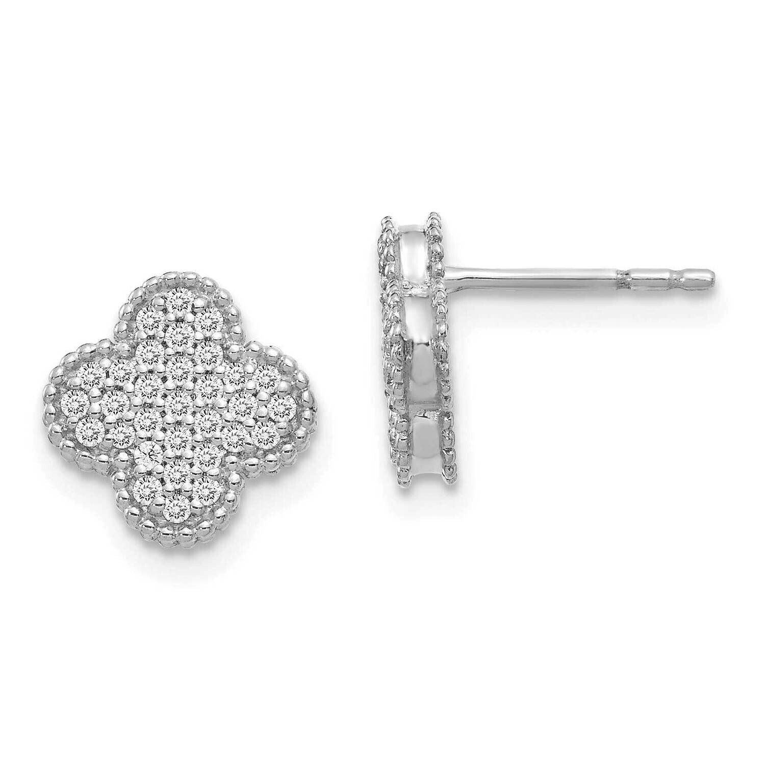 Diamond Quatrefoil Post Earrings 14k White Gold EM5500-033-WA, MPN: EM5500-033-WA,