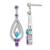 Turquoise/Amethyst/White Topaz Dangle Earrings 14k White Gold EM7424-BTQ_AM-W, MPN: EM7424-BTQ_AM-W…