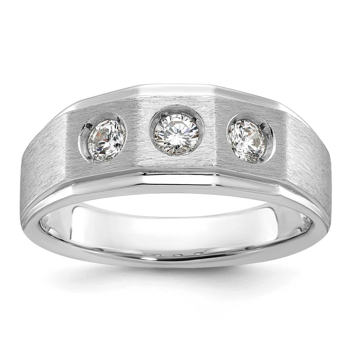 Ibgoodman Men&#39;s Polished Satin Diamond Ring Mounting 14k White Gold B63420-4W