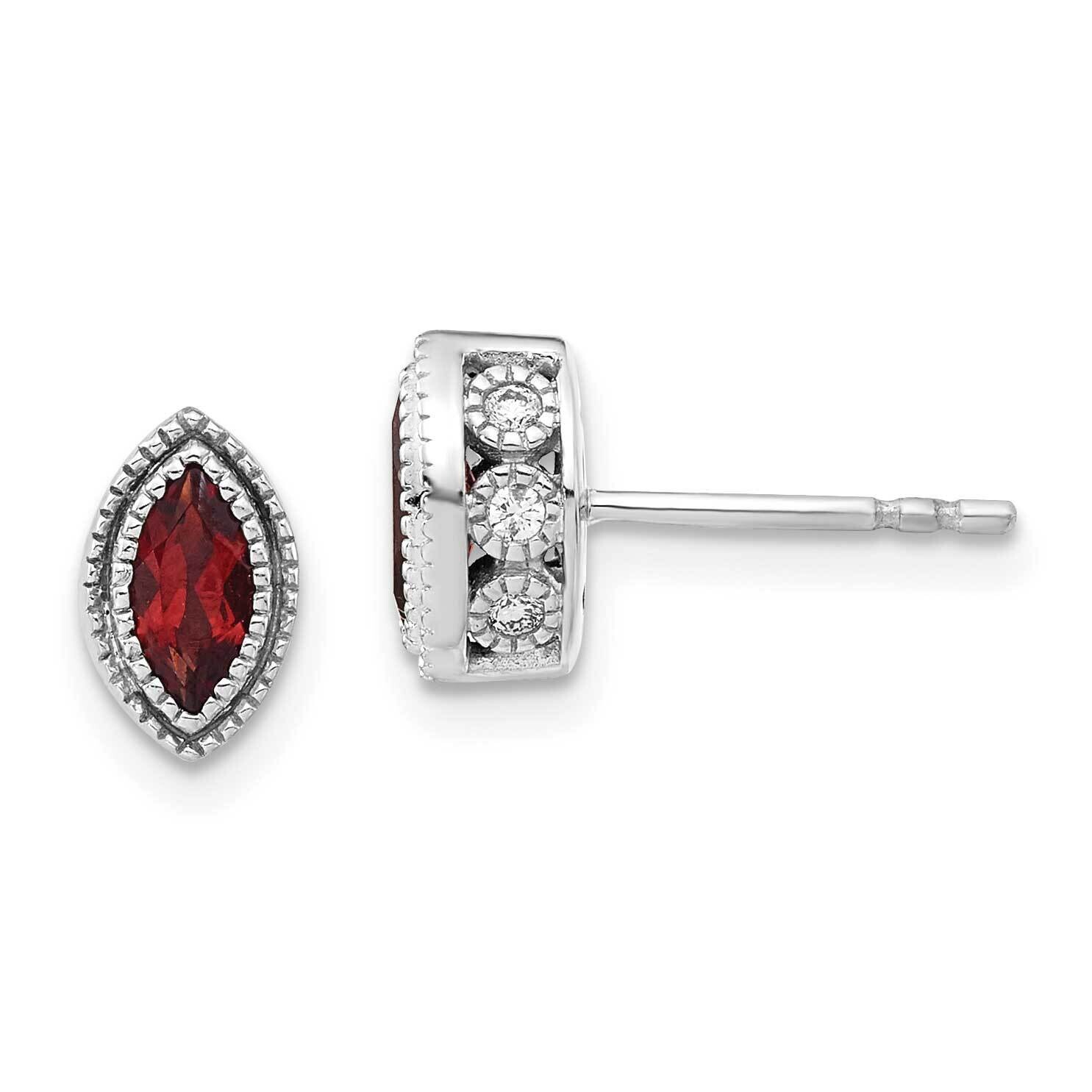 Marquise Garnet Diamond Earrings 14k White Gold EM7095-GA-014-WA, MPN: EM7095-GA-014-WA, 1911018408…
