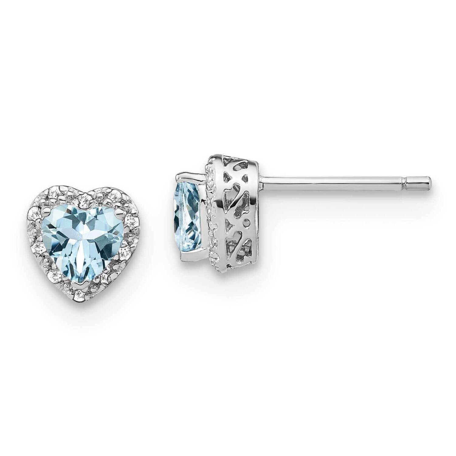 Aquamarine Diamond Earrings Sterling Silver Rhodium-Plated EM7400-AQ-010-SSA, MPN: EM7400-AQ-010-SS…