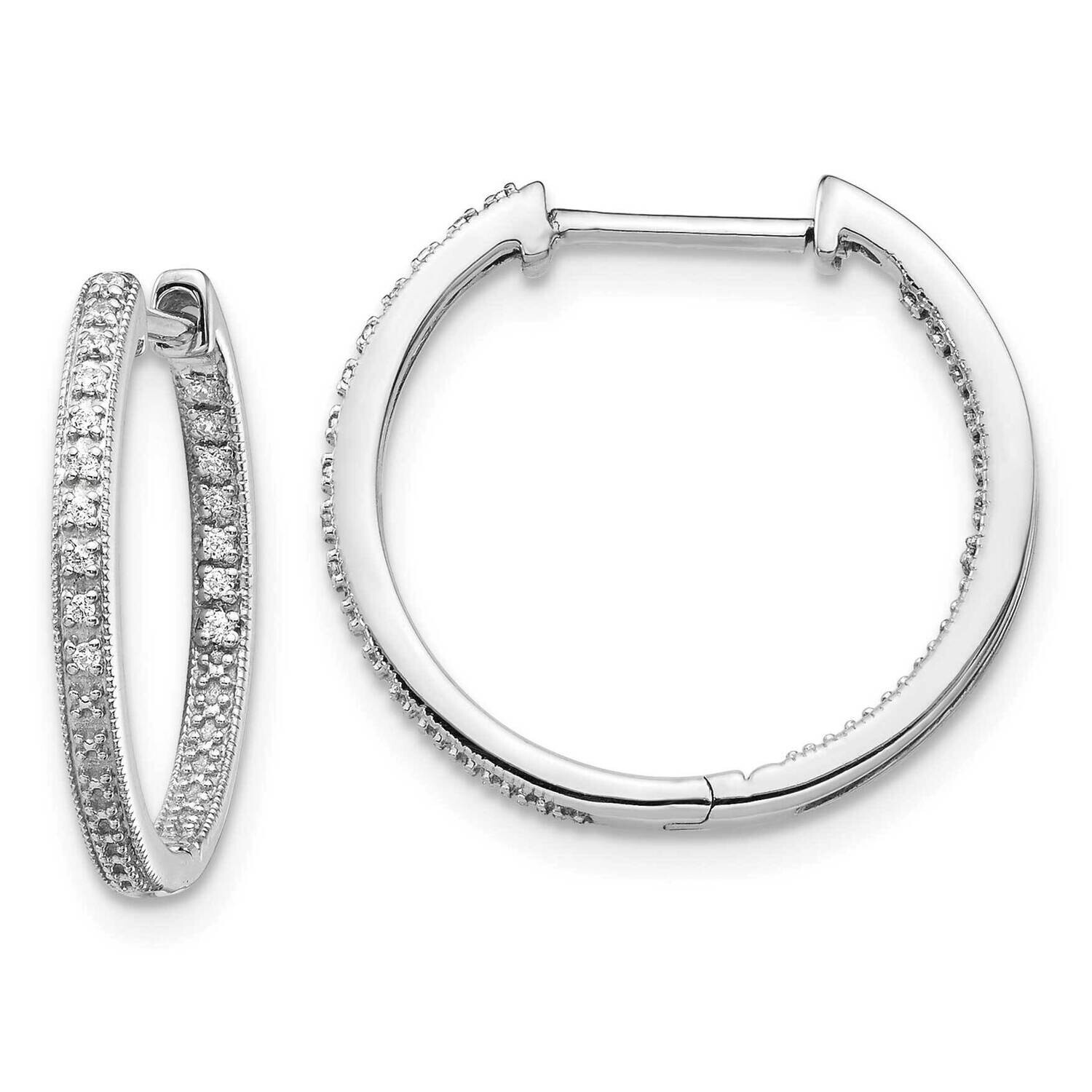 Polished Diamond In Out Hinged Hoop Earrings 10k White Gold EM5424-010-1WA, MPN: EM5424-010-1WA,