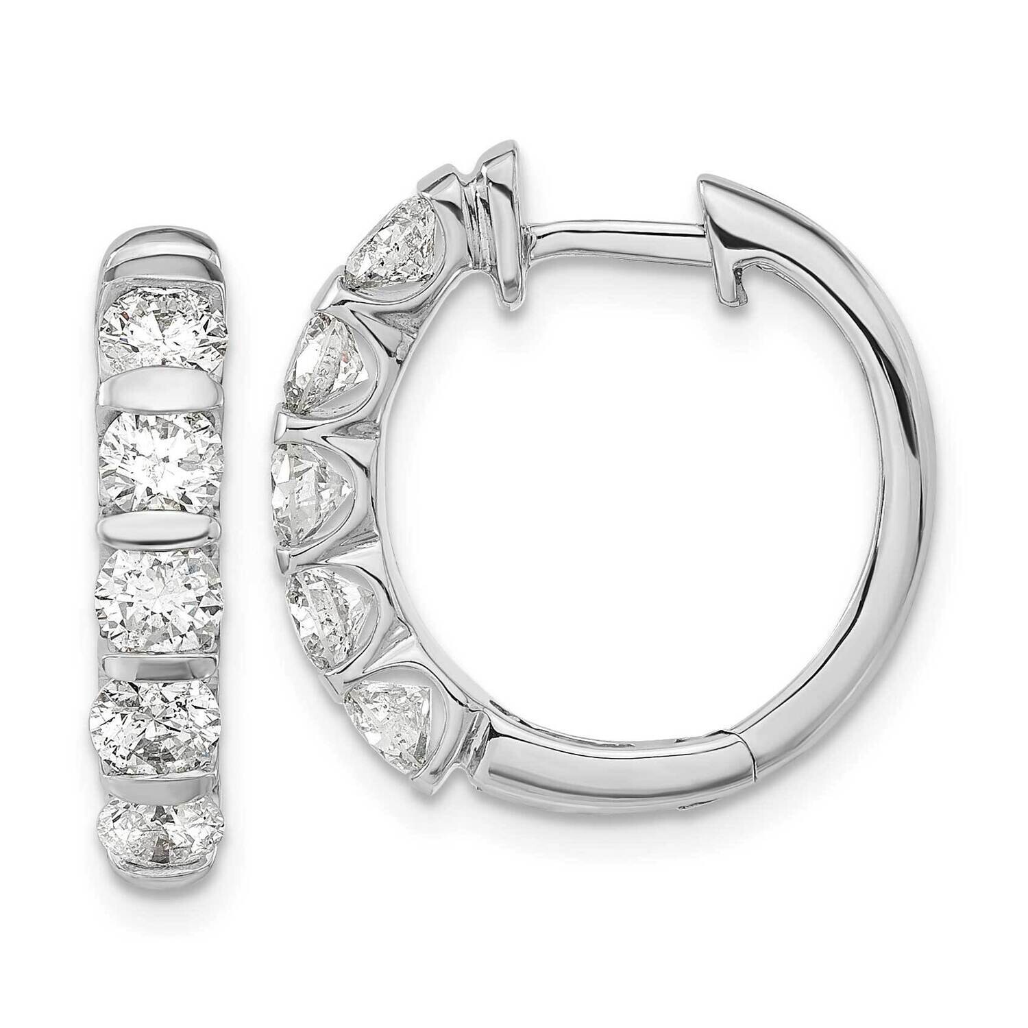 Diamond Bar Set Hinged Hoop Earrings 14k White Gold EM9650-200-WAA, MPN: EM9650-200-WAA, 8839578405…