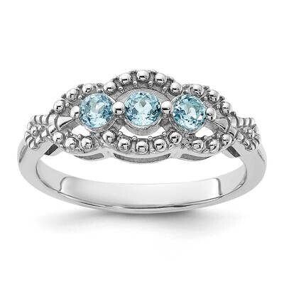 Light Swiss Blue Topaz Ring Sterling Silver Rhodium-Plated QR7440BT, MPN: QR7440BT,