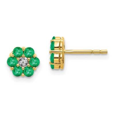 Rhodium Emerald Diamond Post Earrings 10k Gold EM5609-EM-001-1YA, MPN: EM5609-EM-001-1YA, 191101834…