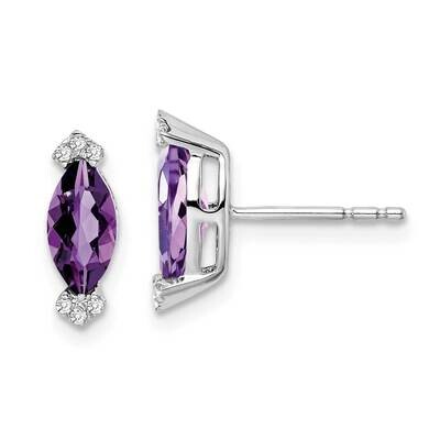 Marquise Amethyst Diamond Earrings 14k White Gold EM7109-AM-005-WA, MPN: EM7109-AM-005-WA, 19110184…