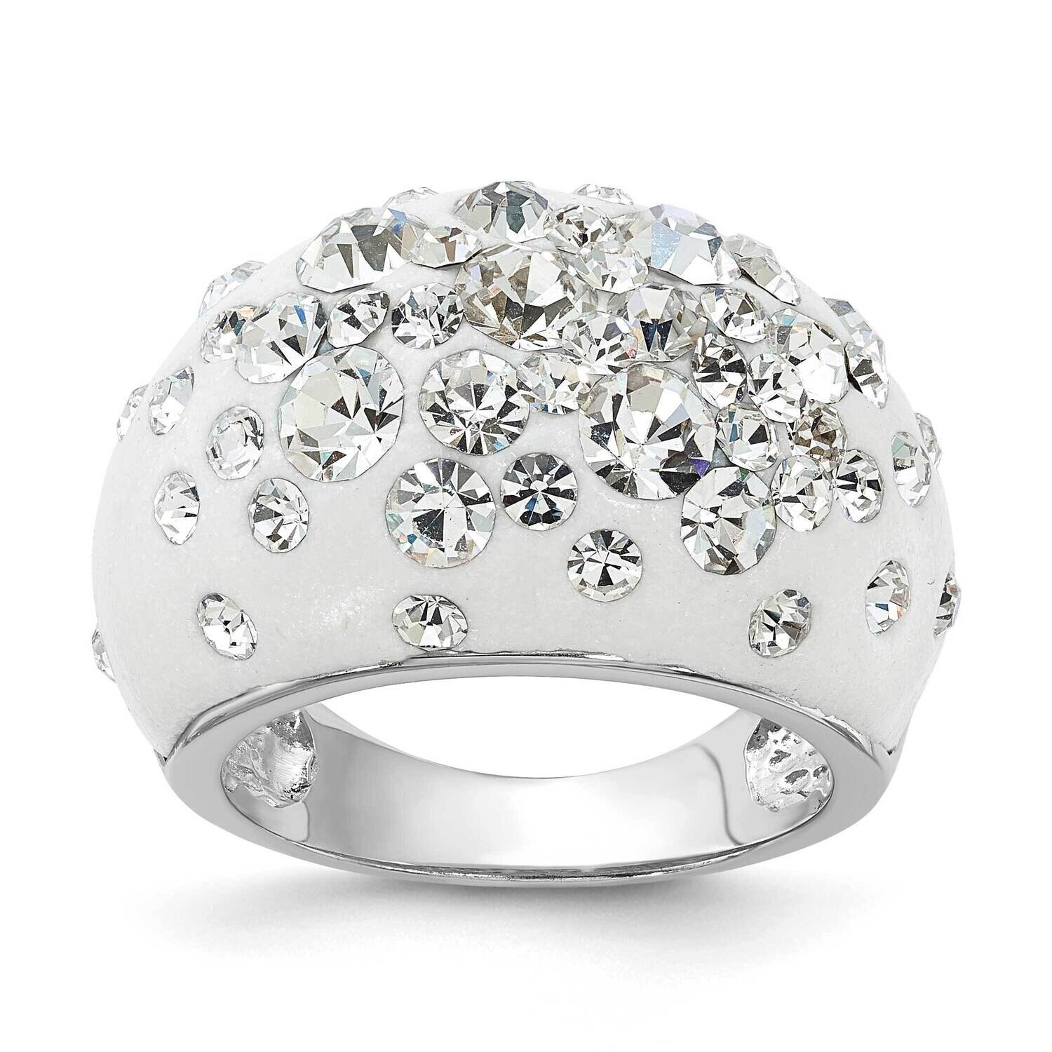 White Clay &amp; Preciosa Crystal Ring Sterling Silver Rhodium-Plated QR5956, MPN: QR5956, 883957035802