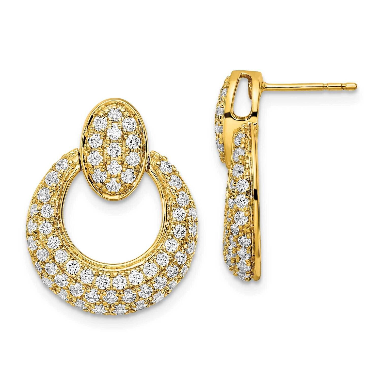 True Origin 1 1/2 Carat Diamond Vs/Si D E F Fancy Circle Post Earrings 14k Gold EM8606-150-YAA, MPN…