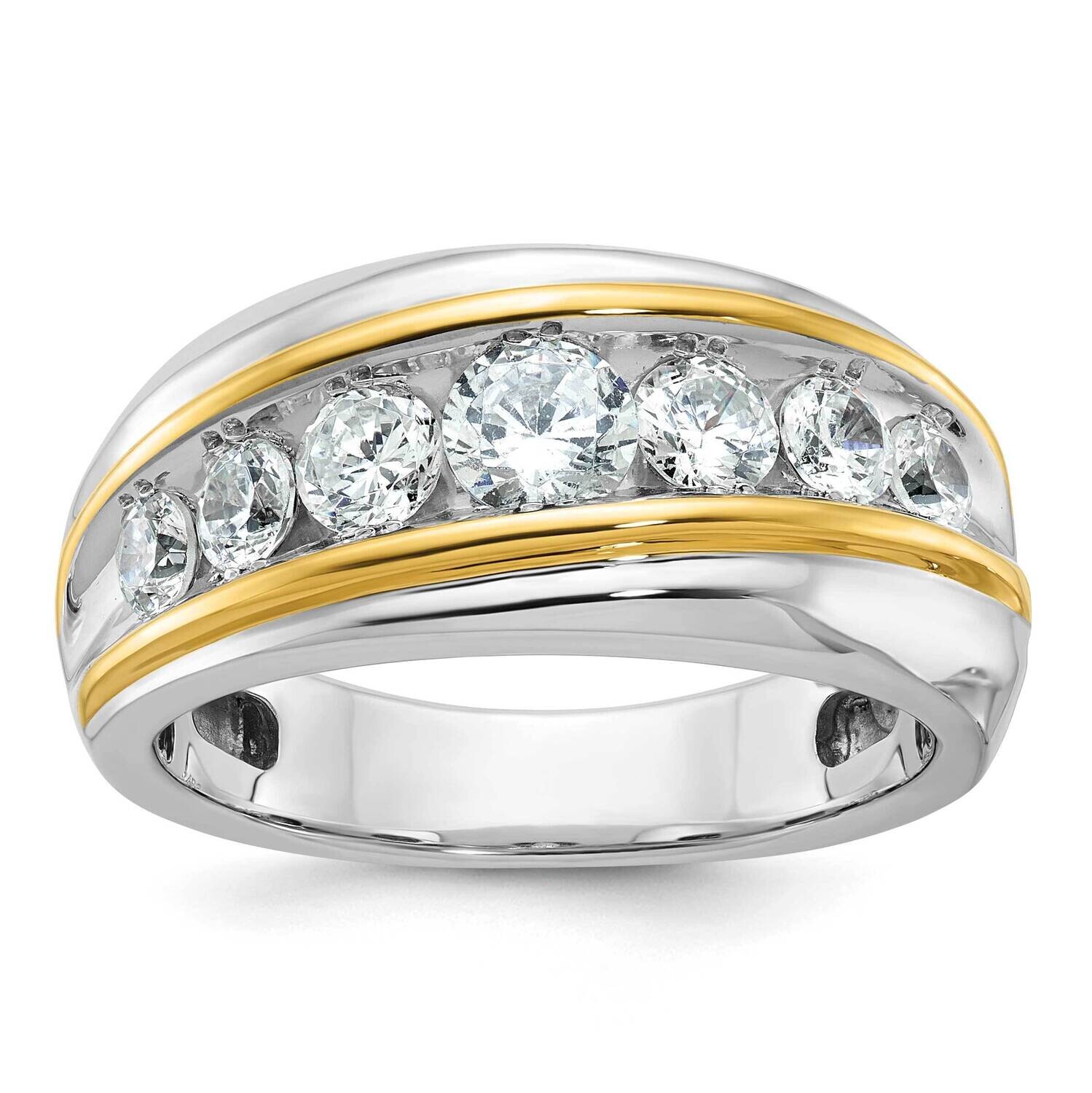 Ibgoodman Men&#39;s Polished Grooved 7-Stone Ring Mounting 14k Two-Tone Gold B63864-4WY by IBGoodman, M…