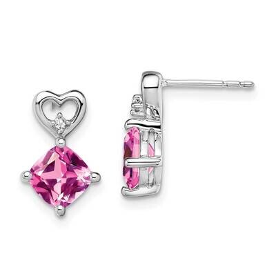 Created Pink Sapphire Diamond Heart Earrings 14k White Gold EM7399-CPS-002-WA, MPN: EM7399-CPS-002-…