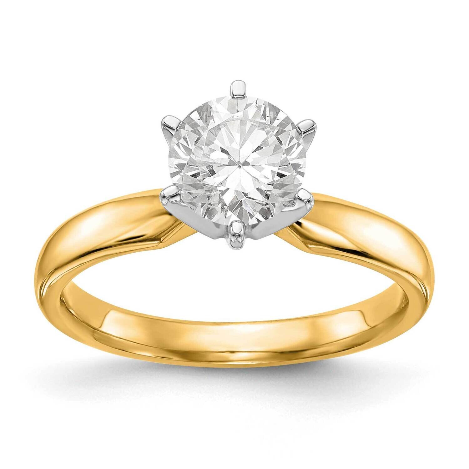 1.25 Carat Medium-Weight Comfort-Fit 6-Prong Round Solitaire Ring Mounting 14k Two-Tone Gold KS50