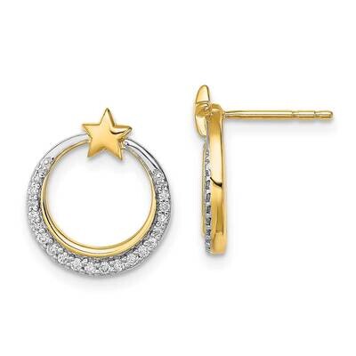 Moon Stars Diamond Post Earrings 14k Polished Gold EM6789-015-YA, MPN: EM6789-015-YA, 191101905094