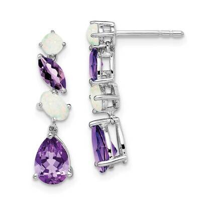 Amethyst Opal Dangle Earrings 14k White Gold EM7458-AM_OP-W, MPN: EM7458-AM_OP-W, 191101843938