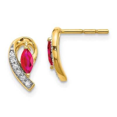 Diamond Ruby Earrings 10k Gold EM5592-RU-005-1YA, MPN: EM5592-RU-005-1YA, 191101833823