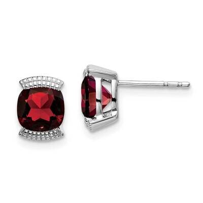 Garnet Post Earrings 14k White Gold EM7080-GA-W, MPN: EM7080-GA-W, 191101839542