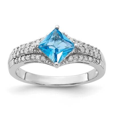 Diamond &amp; Light Swiss Blue Topaz Ring Sterling Silver QR3066LSBT, MPN: QR3066LSBT,