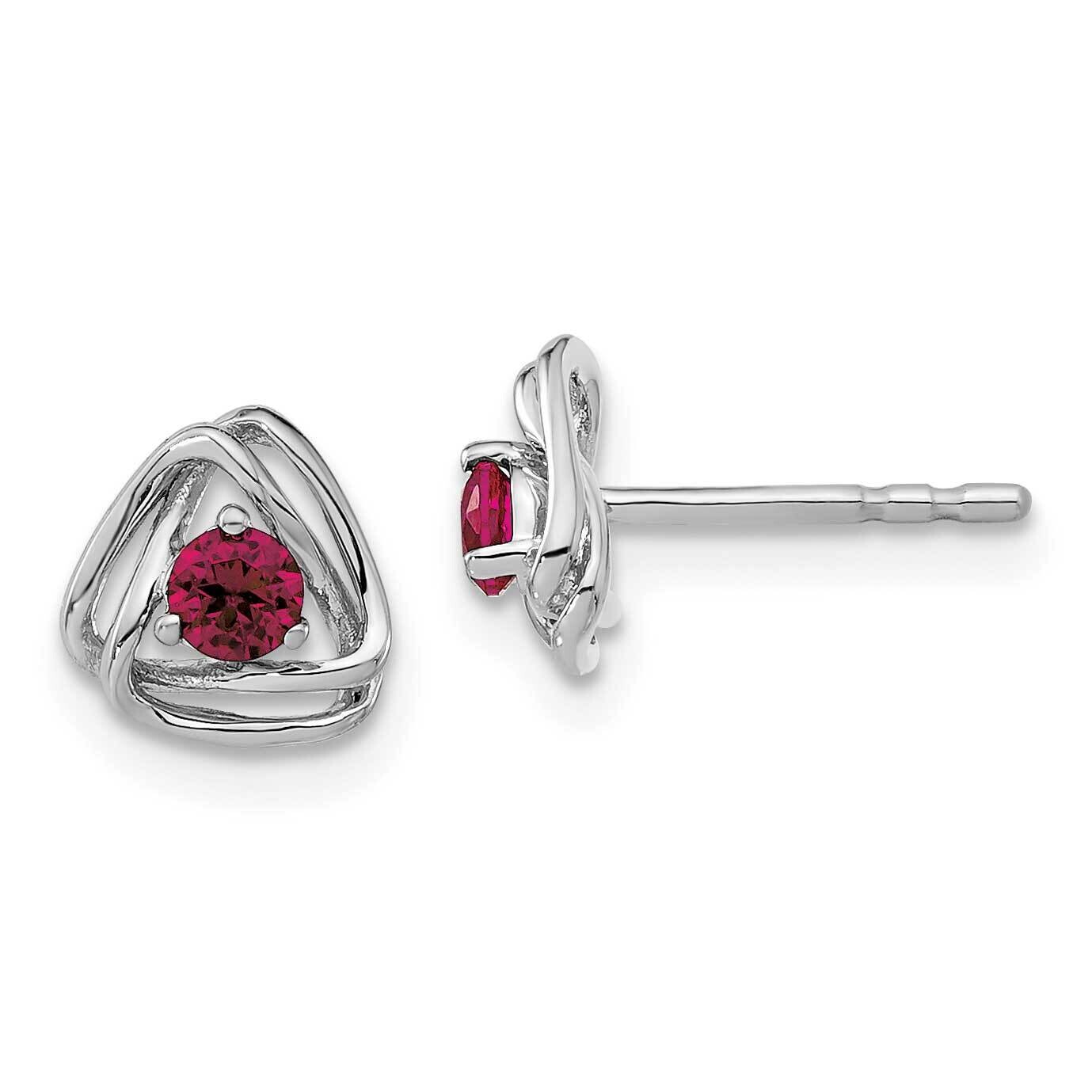 Created Ruby Post Earrings 14k White Gold EM7395-CRU-W, MPN: EM7395-CRU-W, 191101401671