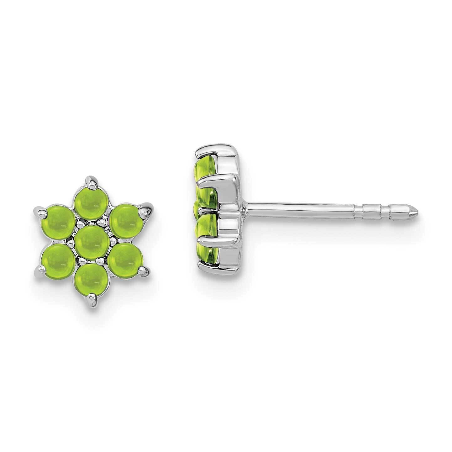 Peridot Floral Post Earrings 14k White Gold EM7199-PE-W, MPN: EM7199-PE-W, 191101842337