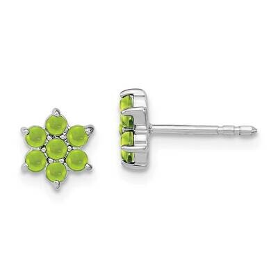 Peridot Floral Post Earrings 14k White Gold EM7199-PE-W, MPN: EM7199-PE-W, 191101842337
