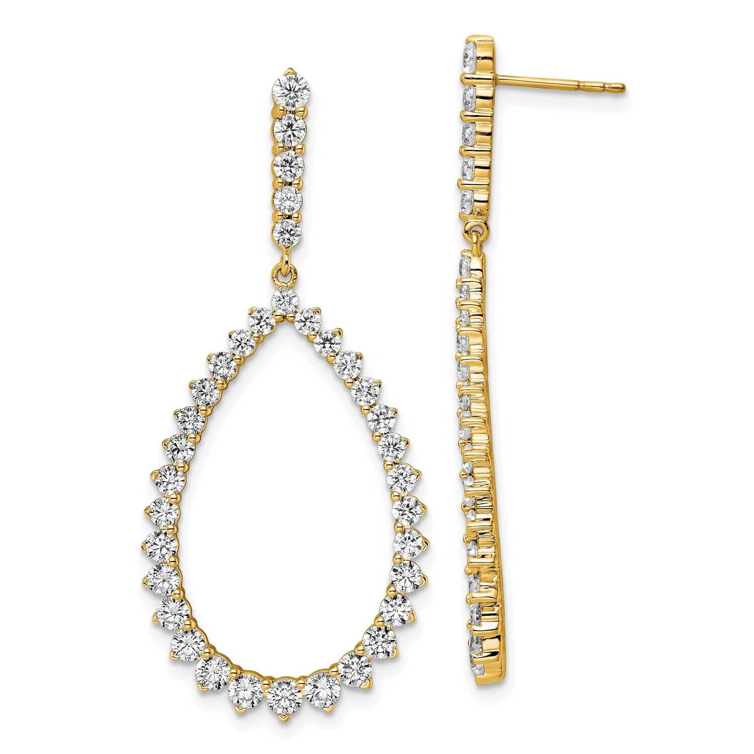 True Origin 2 1/2 Carat Diamond Vs/Si D E F Teardrop Dangle Post Earring 14k Gold EM8622-250-YAA, M…