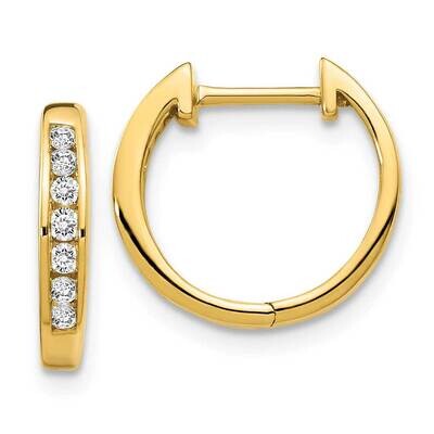 Polished Diamond Hinged Hoop Earrings 10k Gold EM5347-020-1YA, MPN: EM5347-020-1YA,