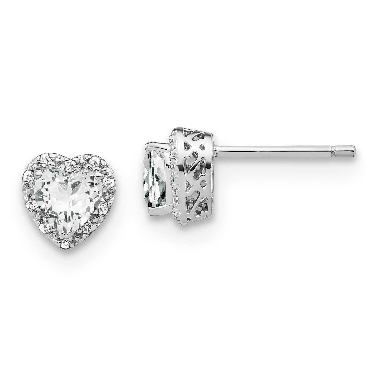 White Topaz Diamond Earrings Sterling Silver Rhodium-Plated EM7400-WT-010-SSA, MPN: EM7400-WT-010-S…