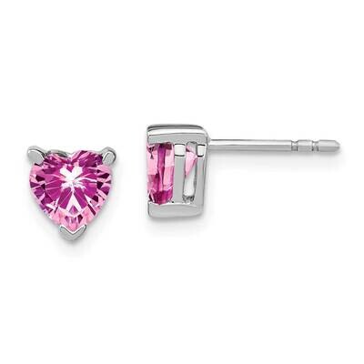 Heart Created Pink Sapphire Earrings 14k White Gold EM7101-CPS-W, MPN: EM7101-CPS-W, 191101841262