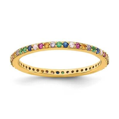 Prizma Flash Gold-Plated Colorful CZ Thin BRing Sterling Silver Gold-Tone 14k QR7173GP, MPN: QR7173…