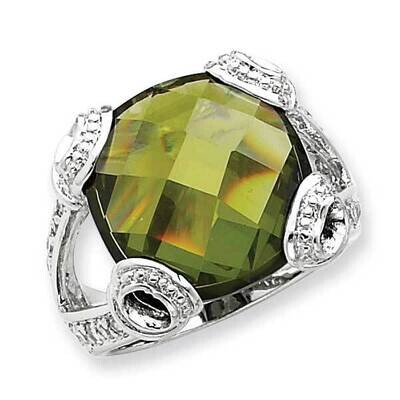 Green CZ Ring Sterling Silver QR1437, MPN: QR1437, 883957182087