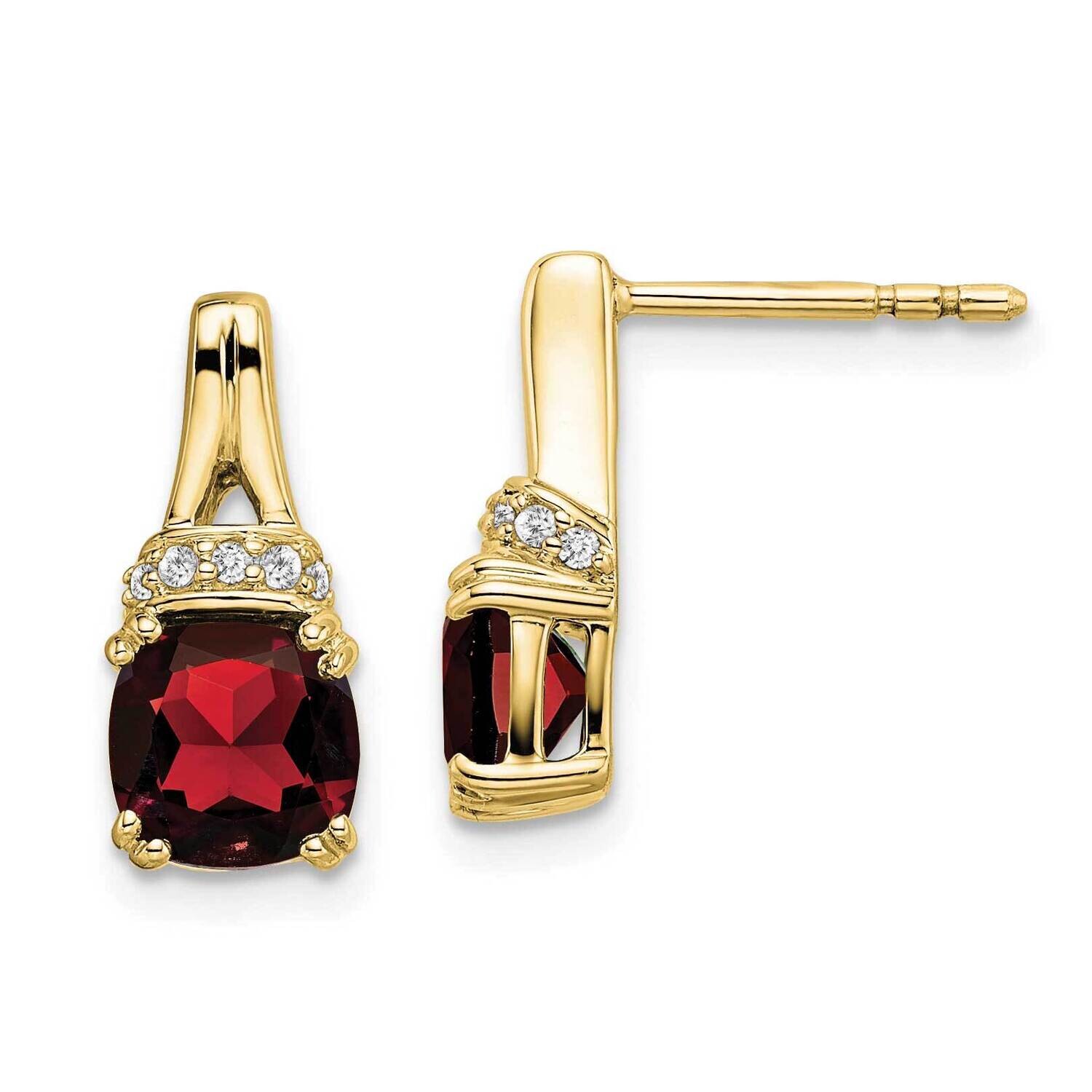 Garnet Diamond Earrings 10k Gold EM7074-GA-007-1YA, MPN: EM7074-GA-007-1YA, 191101834172