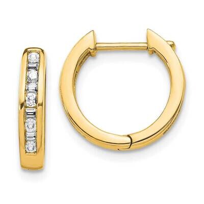Round/Baguette Diamond Hinged Hoop Earrings 10k Gold EM5359-025-1YA, MPN: EM5359-025-1YA,