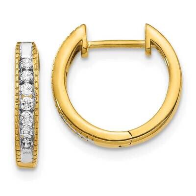 Diamond Hinged Hoop Earrings 10k Gold EM5360-020-1YA, MPN: EM5360-020-1YA,