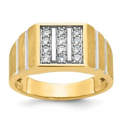 Ibgoodman Men&#39;s Polished Satin Grooved 3-Row Ring Mounting 14k Gold B59353-4Y by IBGoodman, MPN: B5…