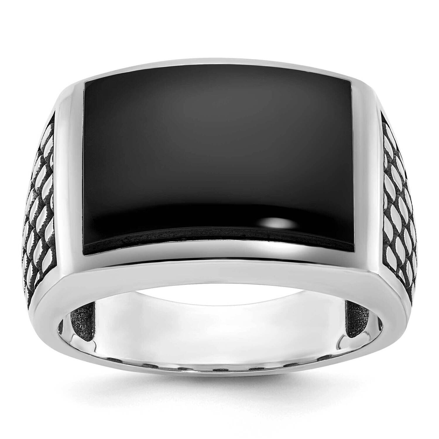 Ibgoodman Men&#39;s Polished &amp; Textured Ring Mounting 14k White Gold B84262-4W by IBGoodman, MPN: B8426…
