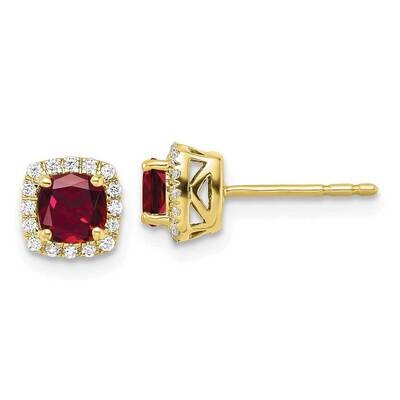 Diamond Created Ruby Halo Post Earrings 10k Gold EM8582-CRU-010-0YAA, MPN: EM8582-CRU-010-0YAA, 883…