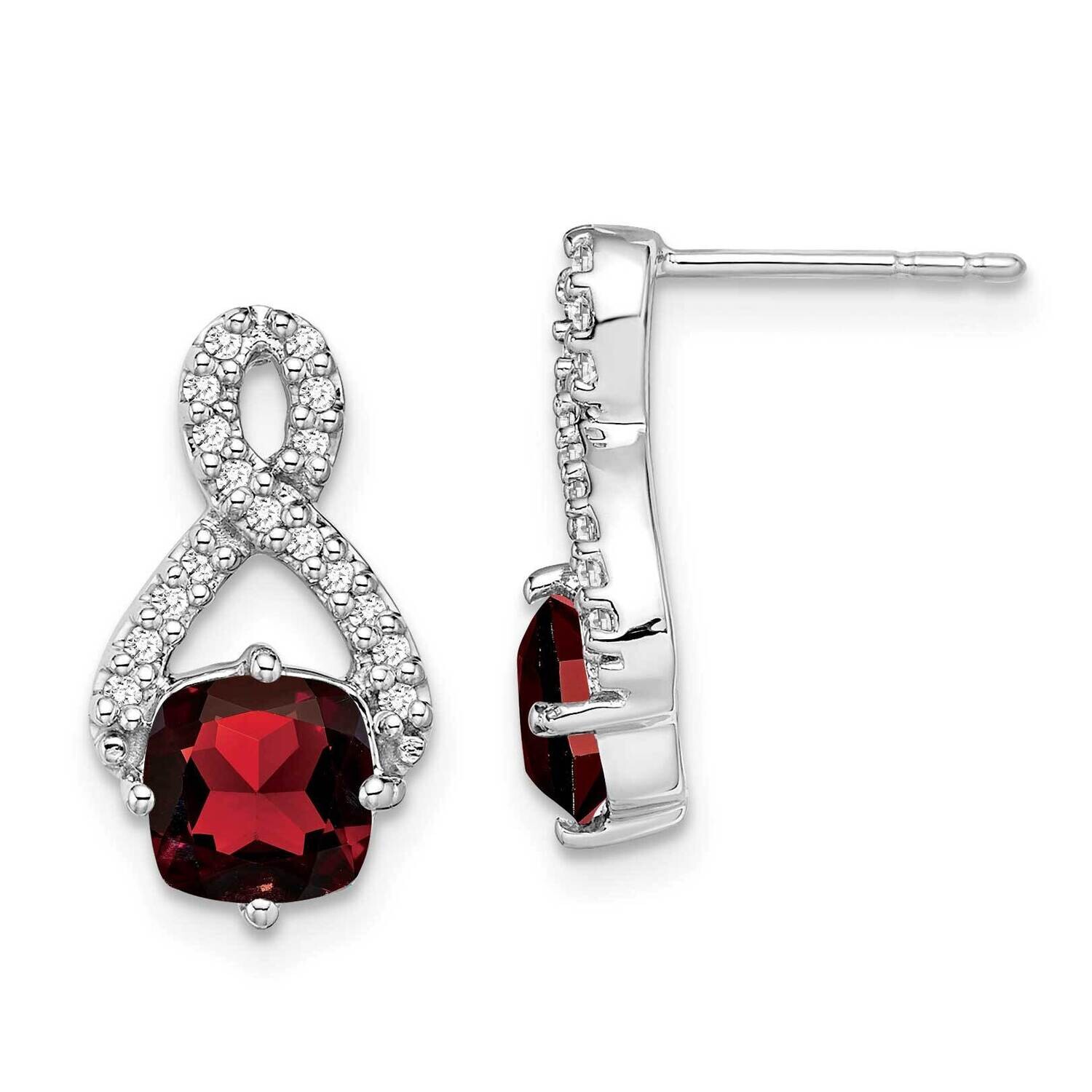 Garnet Diamond Earrings 14k White Gold EM7089-GA-017-WA, MPN: EM7089-GA-017-WA, 191101840173