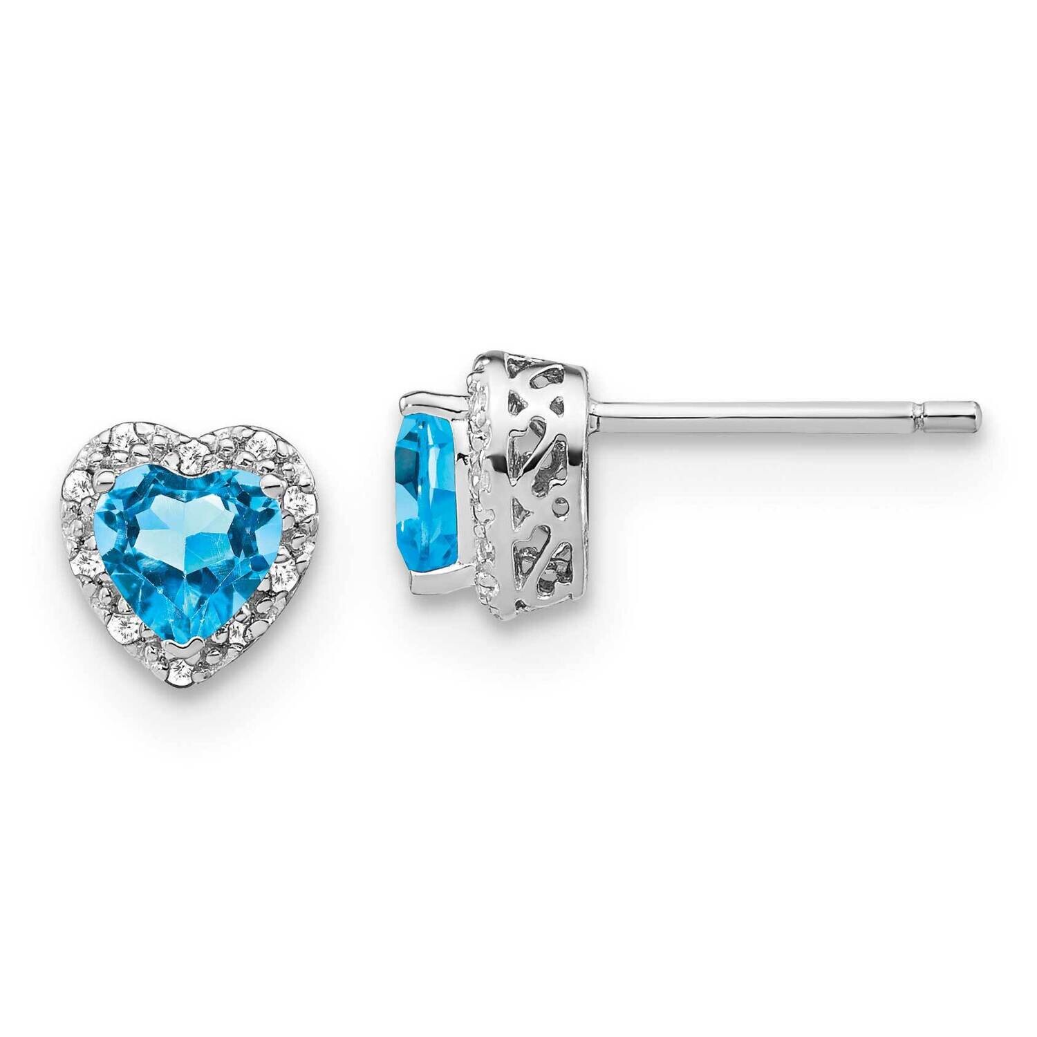 Blue Topaz Diamond Earrings Sterling Silver Rhodium-Plated EM7400-BT-010-SSA, MPN: EM7400-BT-010-SS…