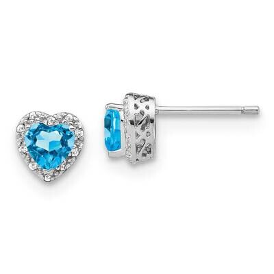 Blue Topaz Diamond Earrings Sterling Silver Rhodium-Plated EM7400-BT-010-SSA, MPN: EM7400-BT-010-SS…