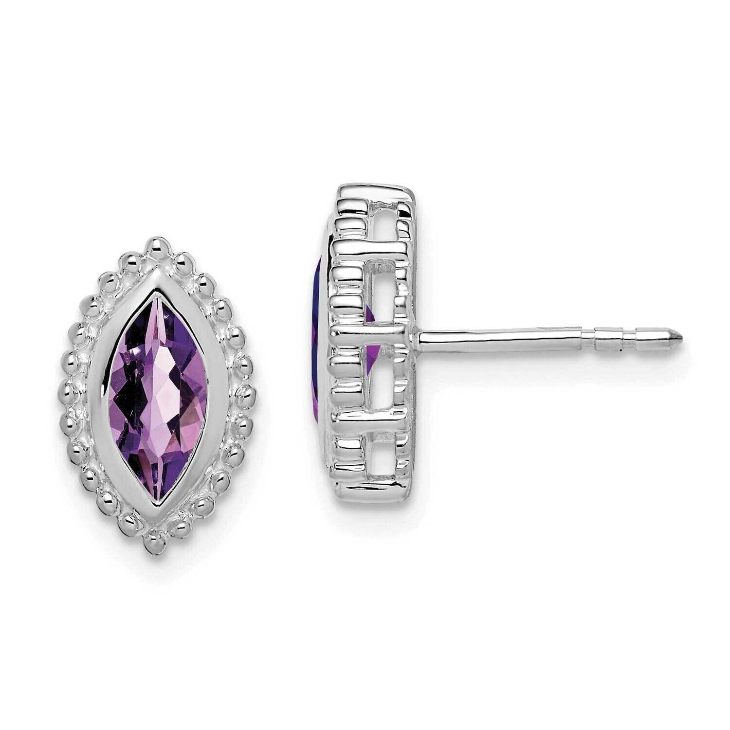 Marquise Amethyst Post Earrings 14k White Gold EM7204-AM-W, MPN: EM7204-AM-W, 191101842849
