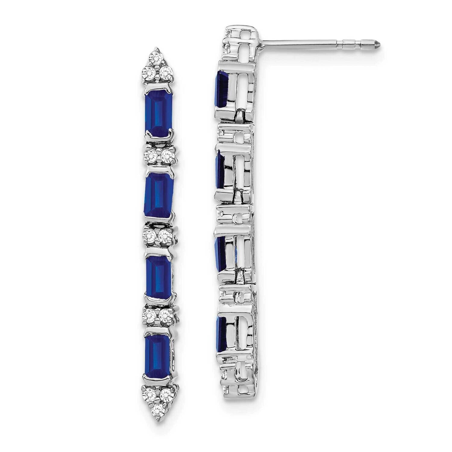 Sapphire Diamond 4-Stone Dangle Earrings 14k White Gold EM7225-SA-020-WA, MPN: EM7225-SA-020-WA, 19…