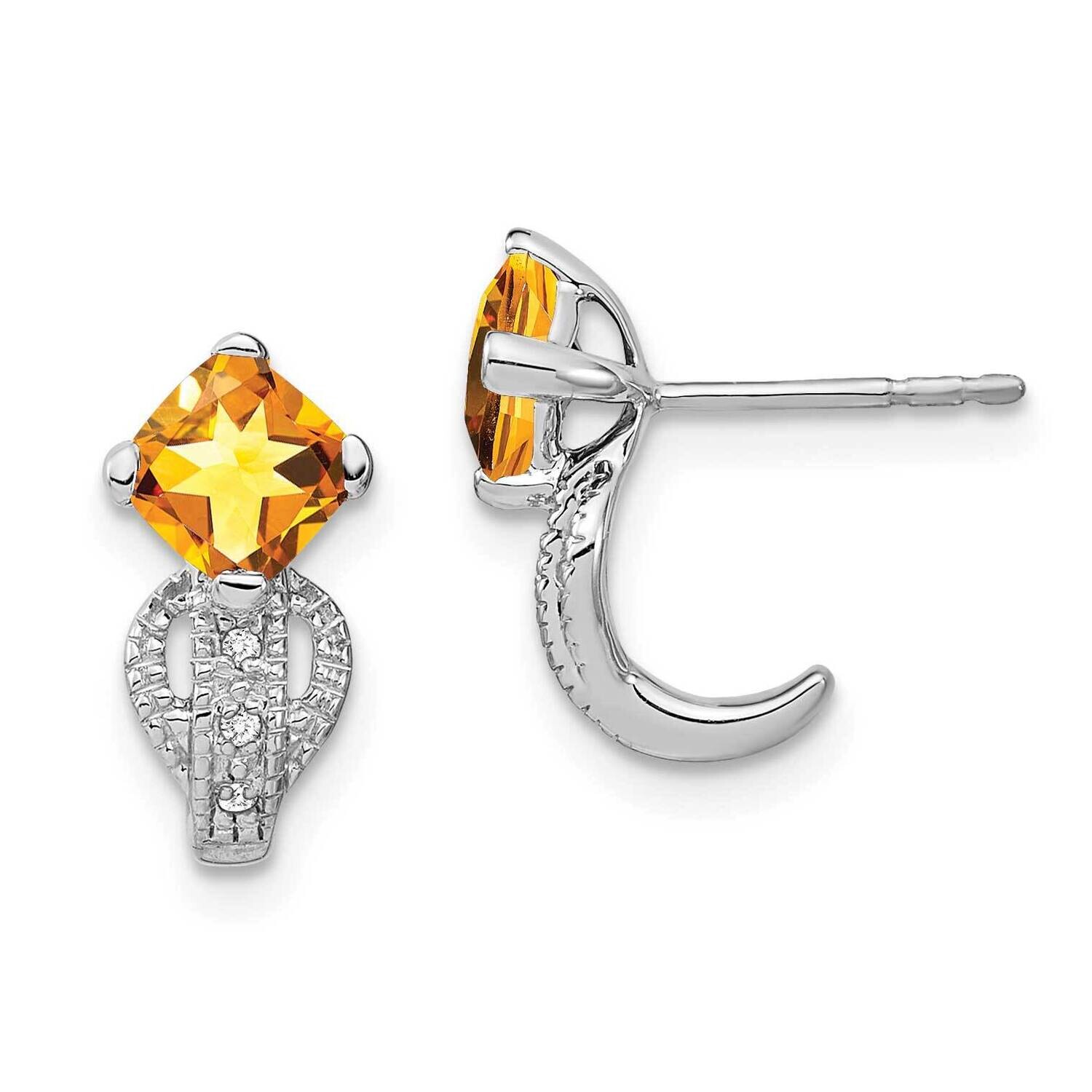 Citrine Diamond Earrings 14k White Gold EM7086-CI-003-WA, MPN: EM7086-CI-003-WA, 191101839948