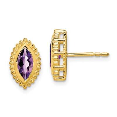 Marquise Amethyst Post Earrings 14k Gold EM7204-AM-Y, MPN: EM7204-AM-Y, 191101842856