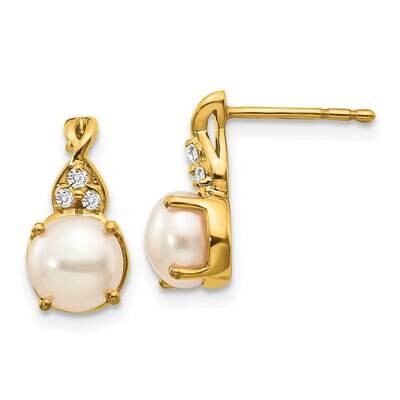 Fwc Pearl Diamond Earrings 10k Gold EM3625-PL-006-1YA, MPN: EM3625-PL-006-1YA, 191101567452