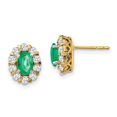 Oval Emerald Diamond Halo Post Earrings 14k Gold EM6990-EM-070-YA, MPN: EM6990-EM-070-YA, 191101839…