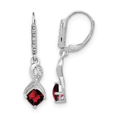 Garnet Diamond Earrings Sterling Silver Rhodium-Plated EM7402-GA-006-SSA, MPN: EM7402-GA-006-SSA,