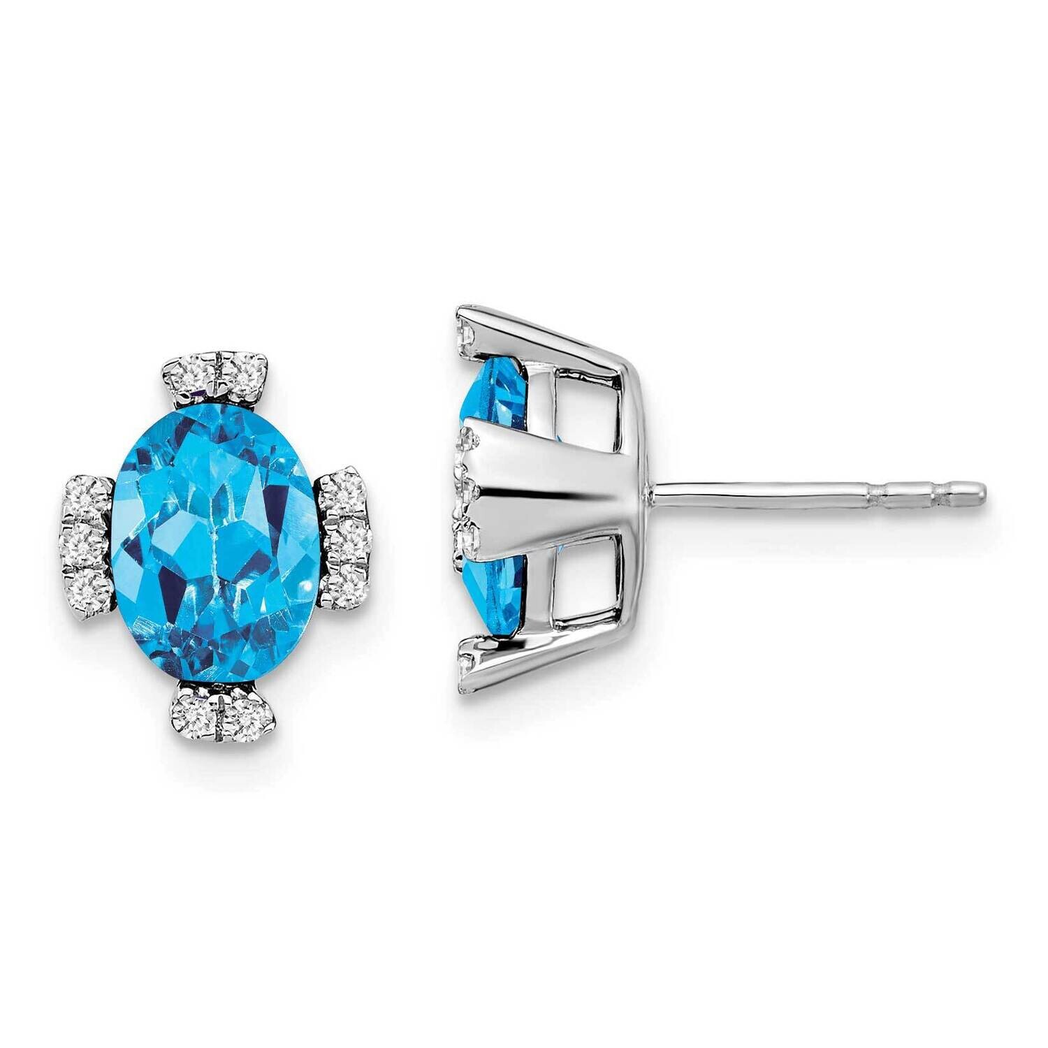 Oval Blue Topaz Diamond Earrings 14k White Gold EM7105-BT-016-WA