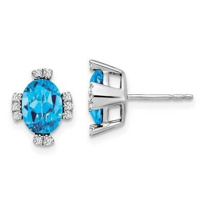 Oval Blue Topaz Diamond Earrings 14k White Gold EM7105-BT-016-WA, MPN: EM7105-BT-016-WA, 1911018414…